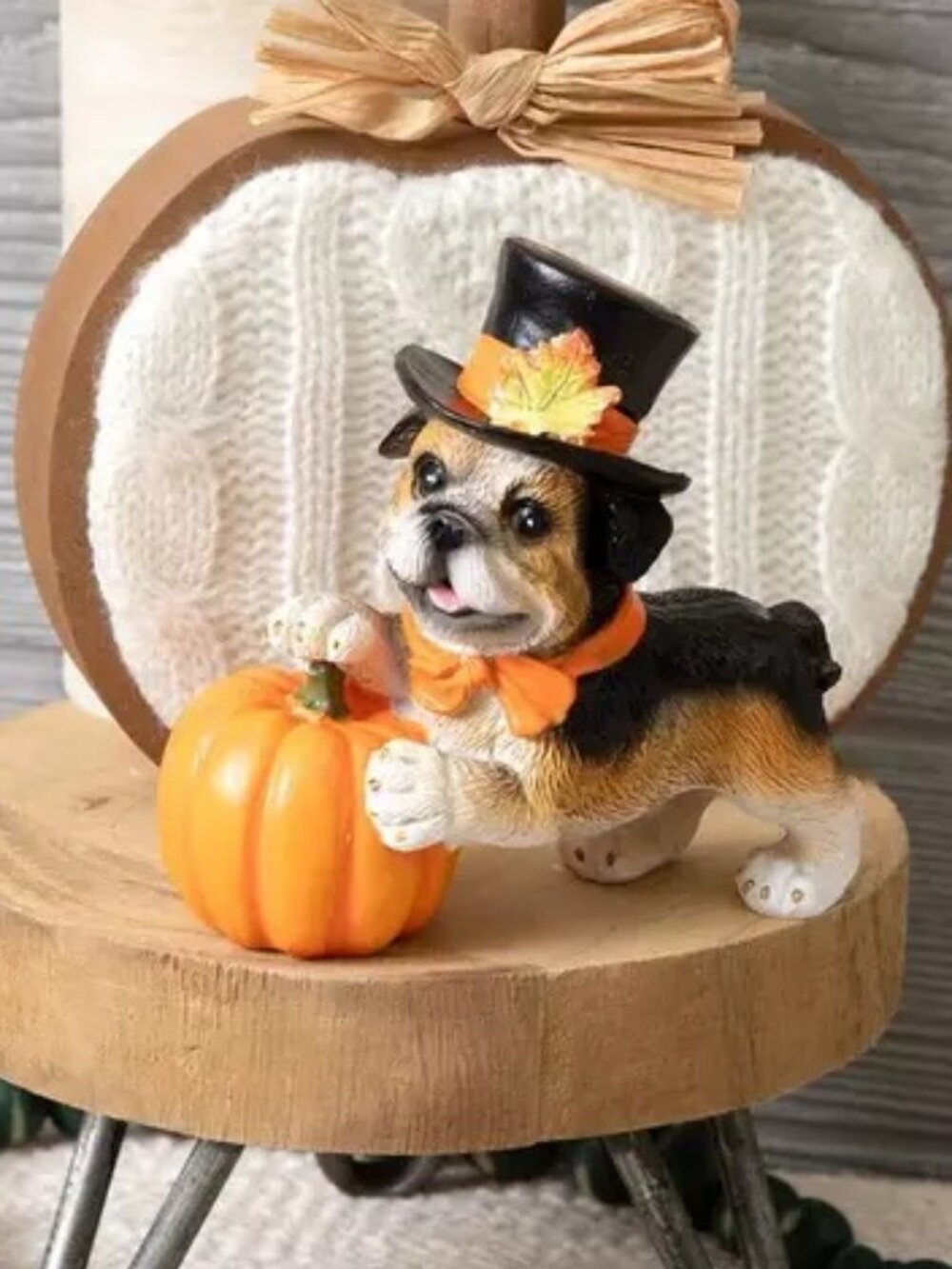 Robert Stanley Fall Classic Bulldog wearing Top Hat for Fall Thanksgiving Autumn
